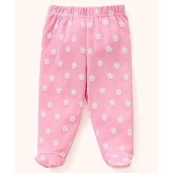 Babyhug Cotton Footed Bootie Leggings Floral Print Pack of 3 - Pink Yellow & Blue