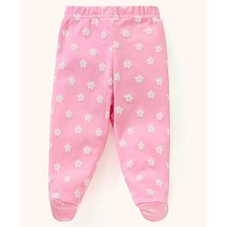 Babyhug Cotton Footed Bootie Leggings Floral Print Pack of 3 - Pink Yellow & Blue