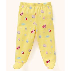 Babyhug Cotton Footed Bootie Leggings Floral Print Pack of 3 - Pink Yellow & Blue