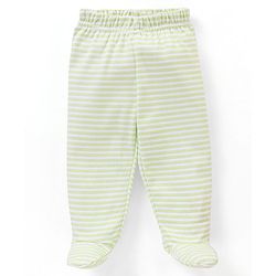 Babyhug 100% Cotton Knit Bootie Leggings Striped & Leaves Print Pack of 3 - Peach Pink & Green