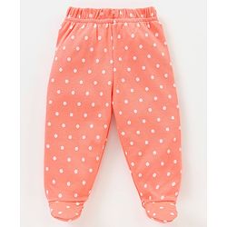 Babyhug 100% Cotton Knit Bootie Leggings Striped & Leaves Print Pack of 3 - Peach Pink & Green