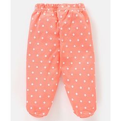 Babyhug 100% Cotton Knit Bootie Leggings Striped & Leaves Print Pack of 3 - Peach Pink & Green