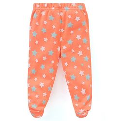 Babyhug Cotton Footed Bootie Leggings Striped & Stars Printed Pack of 3 - Orange & Blue