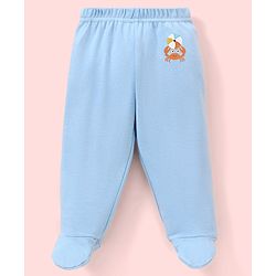Babyhug Cotton Knit Footed Length Bootie Leggings Striped & Crabs Print Pack of 3 - Blue