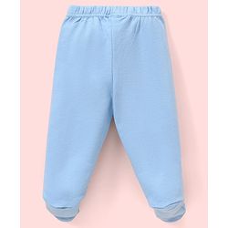 Babyhug Cotton Knit Footed Length Bootie Leggings Striped & Crabs Print Pack of 3 - Blue