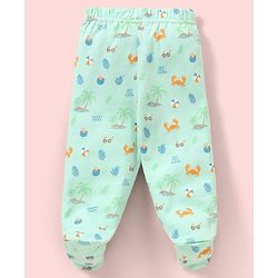 Babyhug Cotton Knit Footed Length Bootie Leggings Striped & Crabs Print Pack of 3 - Blue