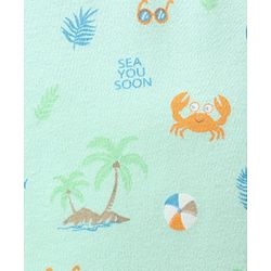 Babyhug Cotton Knit Footed Length Bootie Leggings Striped & Crabs Print Pack of 3 - Blue