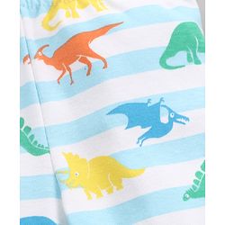 Babyhug Cotton Footed Bootie Leggings Striped & Dino Print Pack of 3 - Blue