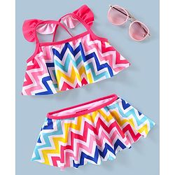 Babyhug Sleeveless 2 Piece Printed Swimsuit - Multicolor