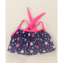 Babyhug Sleeveless 2 Piece Swimsuit Strawberry Print - Navy Blue