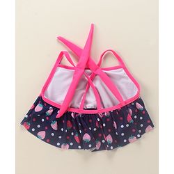 Babyhug Sleeveless 2 Piece Swimsuit Strawberry Print - Navy Blue
