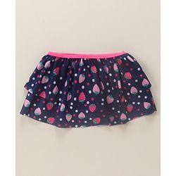Babyhug Sleeveless 2 Piece Swimsuit Strawberry Print - Navy Blue
