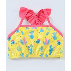 Babyhug Sleeveless 2 Piece Swimsuit Cactus Print - Yellow