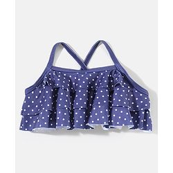 Babyhug Sleeveless 2 Piece Swimsuit Polka Dot Print - Navy Blue