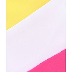 Babyhug Sleeveless V Cut Swimsuit Color Block Print- Yellow & Pink