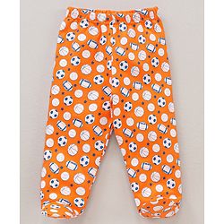 Babyhug Cotton Knit Footed Length Bootie Leggings Football Print Pack of 3 - Multicolour