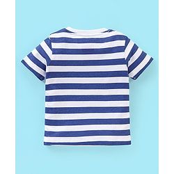 Babyhug Cotton Knit Half Sleeves T-Shirt Donald Duck Print - Blue & White