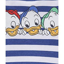 Babyhug Cotton Knit Half Sleeves T-Shirt Donald Duck Print - Blue & White