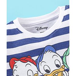 Babyhug Cotton Knit Half Sleeves T-Shirt Donald Duck Print - Blue & White
