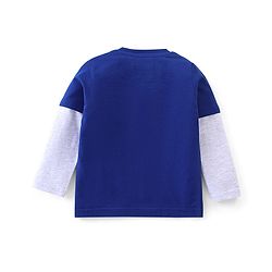 Babyhug Cotton Knit Full Sleeves T-Shirt Captain America Print - Blue