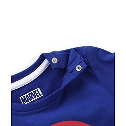 Babyhug Cotton Knit Full Sleeves T-Shirt Captain America Print - Blue