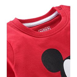 Babyhug Cotton Knit Half Sleeves T-Shirt Mickey Mouse Print - Red