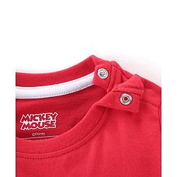 Babyhug Cotton Knit Half Sleeves T-Shirt Mickey Mouse Print - Red