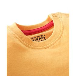 Babyhug Cotton Knit Half Sleeves T-Shirt Mickey Mouse Print - Orange