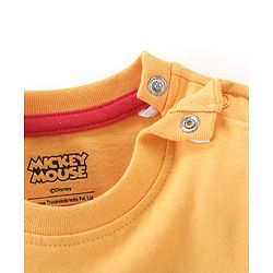 Babyhug Cotton Knit Half Sleeves T-Shirt Mickey Mouse Print - Orange