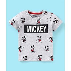 Babyhug Cotton Knit Half Sleeves T-Shirt Mickey Mouse Print- Grey
