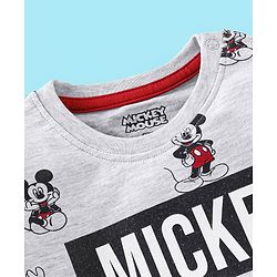 Babyhug Cotton Knit Half Sleeves T-Shirt Mickey Mouse Print- Grey
