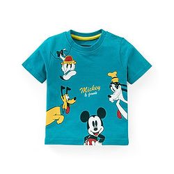 Babyhug Cotton Knit Half Sleeves T-Shirt Mickey Mouse and Friends Print- Blue