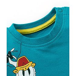 Babyhug Cotton Knit Half Sleeves T-Shirt Mickey Mouse and Friends Print- Blue