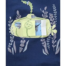Babyhug 100% Cotton Knit Half Sleeves T-Shirt & Shorts Submarine Print - Navy Blue & Light Green