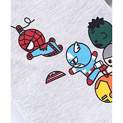Babyhug Cotton Knit Half Sleeves T-Shirt Avengers Print - Ecru Melange
