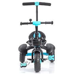 Babyhug Plug & Play Black Hawk Tricycle With Parental Push Handle & Storage Basket - Ice Blue