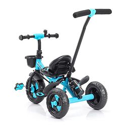 Babyhug Plug & Play Black Hawk Tricycle With Parental Push Handle & Storage Basket - Ice Blue