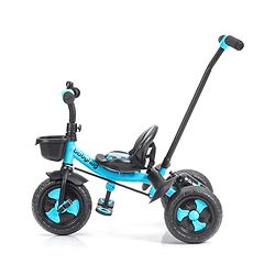 Babyhug Plug & Play Black Hawk Tricycle With Parental Push Handle & Storage Basket - Ice Blue