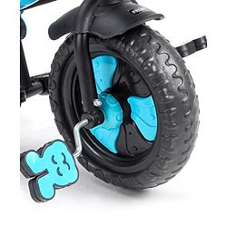Babyhug Plug & Play Black Hawk Tricycle With Parental Push Handle & Storage Basket - Ice Blue