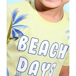 Babyhug Cotton Knit Half Sleeves T-Shirt & Short Set Beach Print - Green & Blue