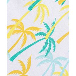 Babyhug 100% Cotton Knit Half Sleeves T-Shirt & Shorts Palm Tree Print - White & Mustard Yellow