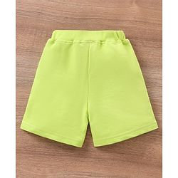 Babyhug Cotton Half Sleeves T-Shirt & Shorts Set Stripes & Apple Print- Ecru Melange Green