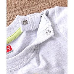 Babyhug Cotton Half Sleeves T-Shirt & Shorts Set Stripes & Apple Print- Ecru Melange Green