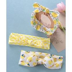Babyhug Free Size Headbands Chevron & Duck Print Pack of 3- Yellow