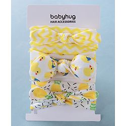 Babyhug Free Size Headbands Chevron & Duck Print Pack of 3- Yellow