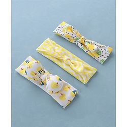 Babyhug Free Size Headbands Chevron & Duck Print Pack of 3- Yellow