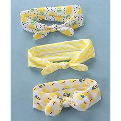 Babyhug Free Size Headbands Chevron & Duck Print Pack of 3- Yellow