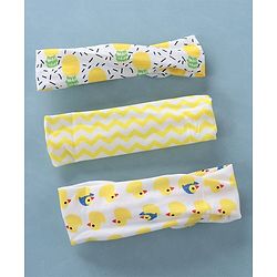 Babyhug Free Size Headbands Chevron & Duck Print Pack of 3- Yellow