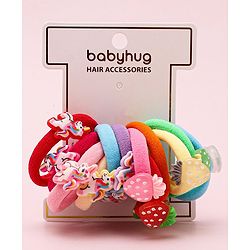 Babyhug Unicorn & Strawberry Rubber Bands Pack Of 12 - Multicolor