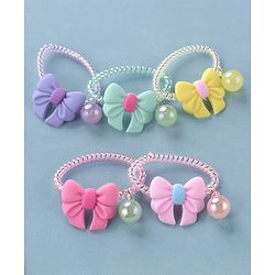 Babyhug Free Size Bow Applique Rubber Bands Set of 5 - Multicolor